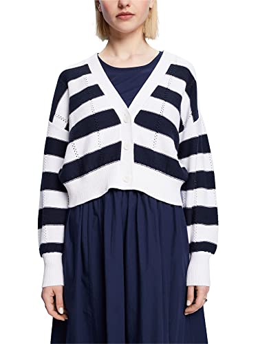 edc by ESPRIT Kardigan z wzorem Pointelle, 100% bawełna, grantowy, XS