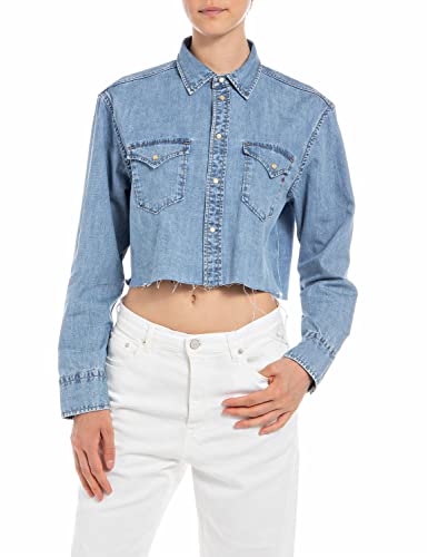 Replay Koszula damska, W2296, 009 średnia, niebieska, XS, 009 Medium Blue, XS