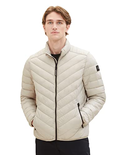Lekka pikowana kurtka męska TOM TAILOR ze stójką, 26199-lucerna beżowa, S