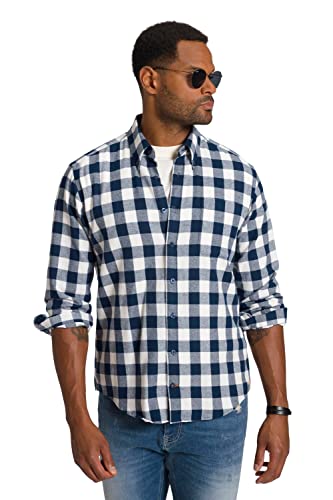 STHUGE Męska koszula w kratkę 1/1, MF, Kent, koszula z nadrukiem na plecach, matowa niebieska nocna, 4XL, Matowy niebieski, 4XL