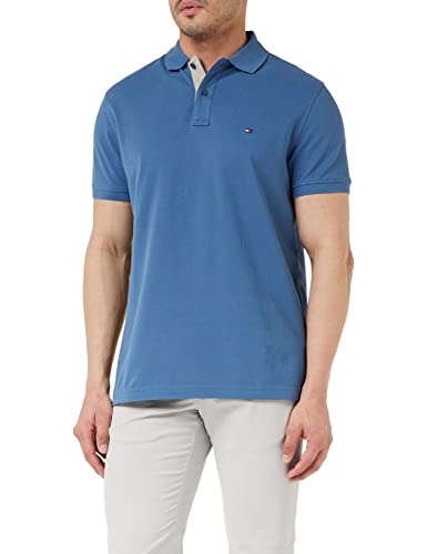 Tommy Hilfiger Męska koszulka polo z kontrastowymi listwami Regular S/S, Blue Coast, XS