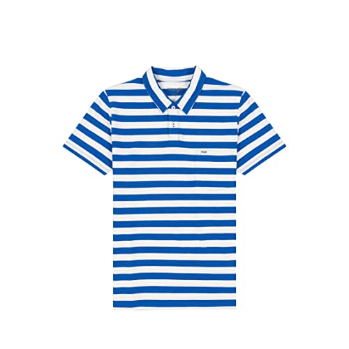 Wrangler Męska koszulka polo w paski, niebieska, L, Wrangler Blue, L