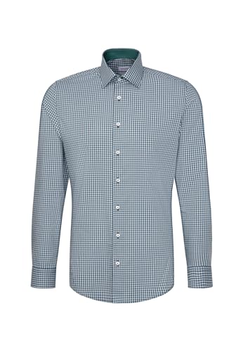 Seidensticker Męska koszula slim fit z długim rękawem, zielony, 41