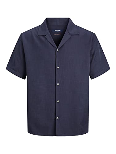 JACK & JONES Męska koszula JPRBLUJUDE Camp Collar Shirt S/S LN koszula, Night Sky/Fit:Relax Fit, XL, Night Sky/Fit:Relax Fit, XL