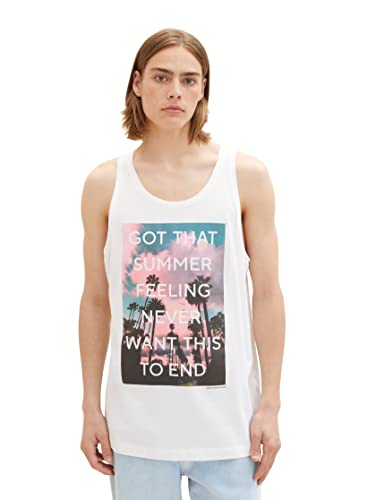 TOM TAILOR Denim Męski 1037204 Tanktop, 12906-Wool White, L, 12906 - Wool White, L
