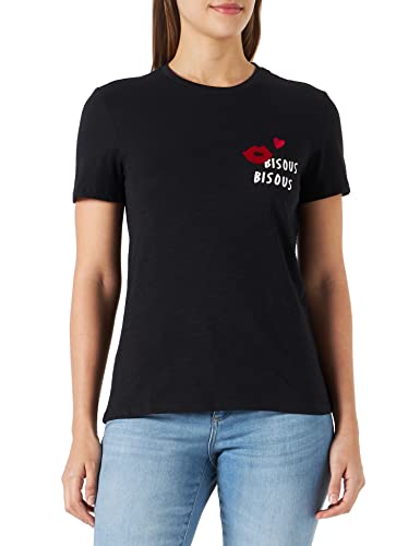 ONLY Women's ONLBONE REG S/S Heart TOP Box JRS T-Shirt, Black/Print:BISOUS, S (2 sztuki)