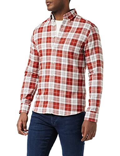 Hackett London Męska koszula flanelowa Rust Plaid, XS