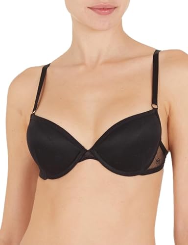 Emporio Armani Damski biustonosz All Over Mesh Monogram Push Up, czarny, 85B