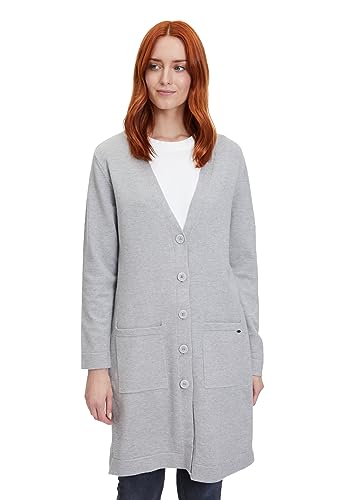 Betty & Co Damska kurtka z dzianiny, długa, rękaw 1/1, Light Silver Melange, 46