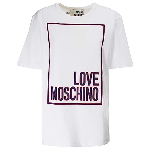 Love Moschino Damska koszulka oversize fit z krótkim rękawem, optical white, 42