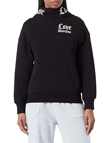 Love Moschino Bluza z długim rękawem Wraparound Hood with Love On Hood's Band i gotycki nadruk logo Kombinezon damski, czarny, 42