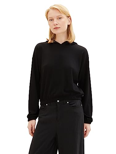 TOM TAILOR Denim Damska bluza z kapturem z długim rękawem, 14482-Deep Black, M