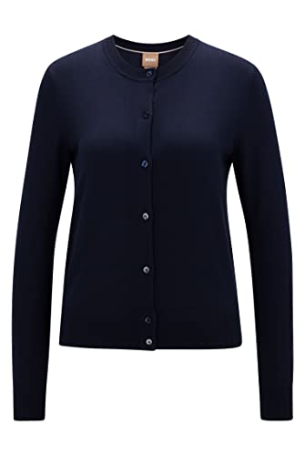 BOSS Damski sweter kardiganowy, niebieski (Open Blue), L (DE)