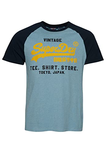 Superdry Koszulka męska z nadrukiem, Stone Blue Marl/Eclipse Navy, M