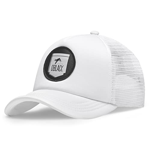 Męskie Czapki Oblack Classic Total White Damskie Regulowana czapka baseballowa z siatką - Trucker Hat