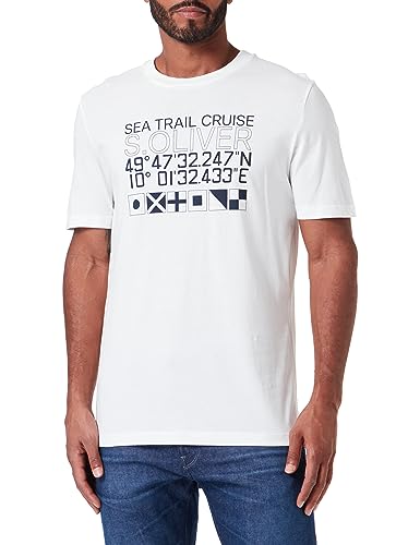 s.Oliver Męski T-shirt z krótkim rękawem, biały, S