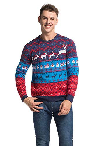 U LOOK UGLY TODAY Męska uniseks Boże Narodzenie brzydka bluza kobiety nadruk 3D Mikołaj sweter pulower, fajna klasyczna 'Fair Isle', S