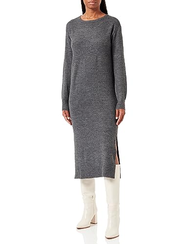 Bestseller A/S Damska sukienka VMLEFILE LS Boatneck Calf Dress NOOS, Medium Grey Melange, L, Medium Grey Melange, L