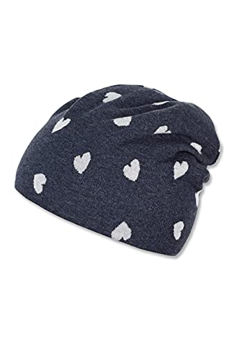 Sterntaler Slouch-Beanie Herzchen Czapka dla dzieci, Niebieski Mel., 45