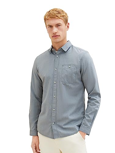 TOM TAILOR Męska koszula slim fit z delikatnymi paskami z bawełny, 32291-sea Green Dobby Structure, M