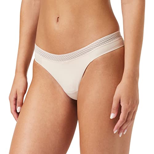 Calvin Klein Stringi damskie Tanga, Beżowy (Beechwood), XL, Beechwood, XL