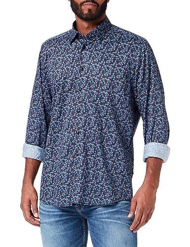 bugatti Męska koszula rekreacyjna rękaw 1:1, Marine-390, XXL