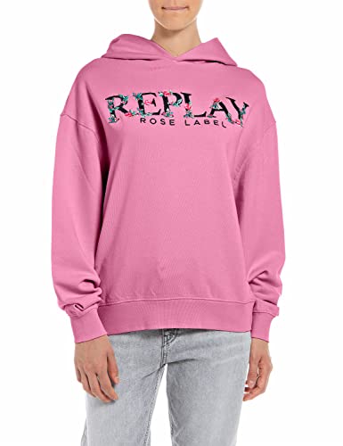 Replay Damska bluza z kapturem, W3704C, 307 Candy PINK, L, 307 Candy Pink, L
