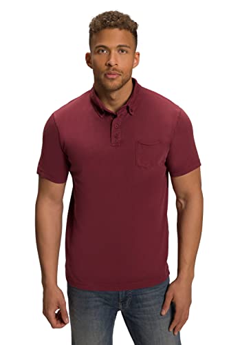 JP 1880 Męska koszulka polo, z rękawami do łokci, kołnierzyk buttondown, koszula polo, brudna czerwień, XXL, czerwony (Weinrot), XXL