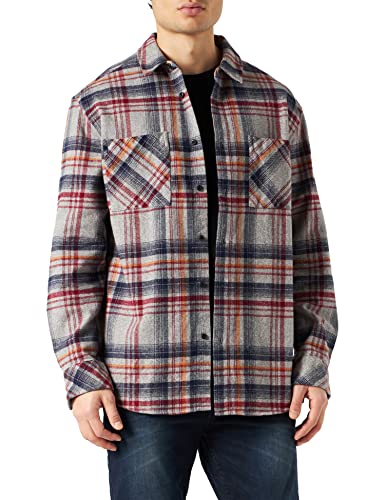 Urban Classics Męska koszula Heavy Curved Oversized Checked Shirt Heavy, szara/czerwona, S