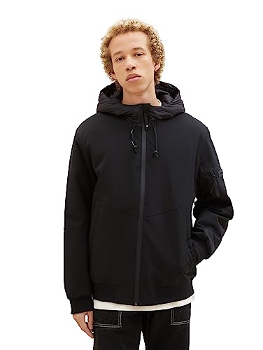 TOM TAILOR Denim Męska kurtka softshell z kapturem, 29999-Black, XXL, 29999-czarny, XXL
