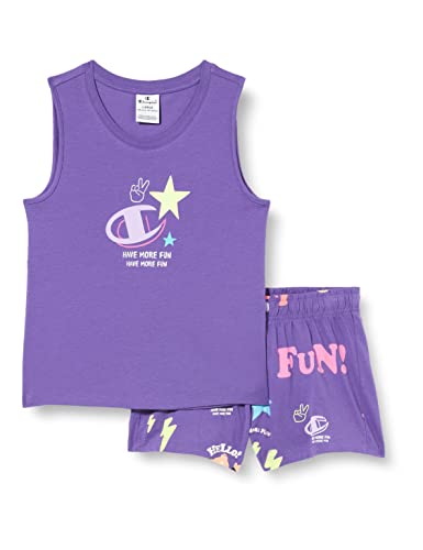 Champion Dziewczęca Legacy Fun Club-All Over-Tank Top & Shorts komplet, ciemny fiolet, 5-6 Lata