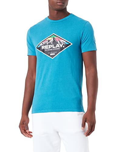 Replay T-shirt męski, 696 Teal Blue, S