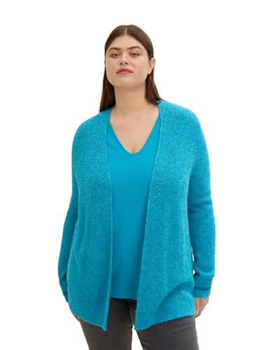TOM TAILOR Damski Kardigan plus size 1035029, 30561 - Teal Blue Melange, 48