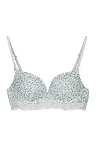 Women'secret Wspaniały Biustonosz Push Up Bawełna Kwiaty Damskie, Niebieski nadruk, 95C