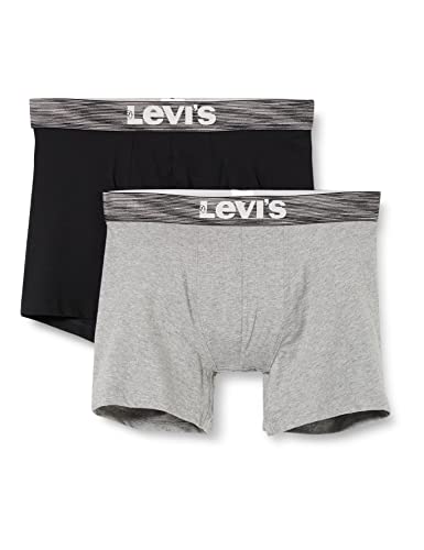 Levi's Męski pasek irregular Stripe wasitband bokserki (2 sztuki), Szary melan? (Mid Grey), S