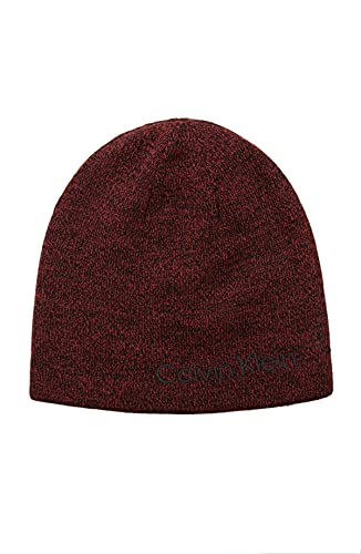 Calvin Klein męska Czapka męska Odwracalna Beanie, Czerwony i czarny marsz, rozmiar uniwersalny