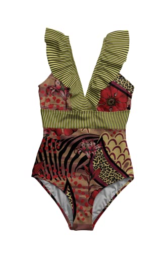 Averie Damski kostium kąpielowy w stylu retro One Piece, zielony, XXL