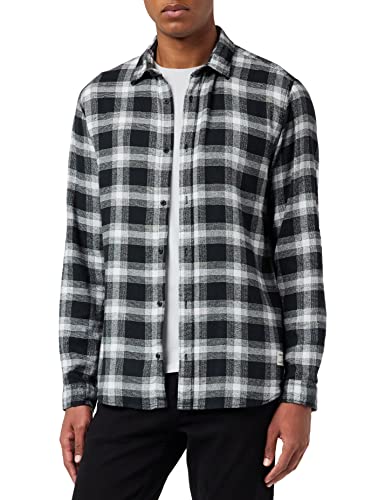 JACK&JONES męska koszula JCOBERG z długim rękawem, wysoka czerń/szczegóły: melanż, L