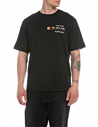 Replay Męski T-shirt M6505, 098 Black, L, 098 BLACK, L