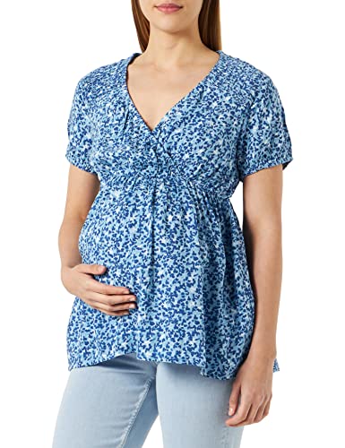 MAMALICIOUS Bluzka damska, Azure Blue/Aop: Flower Aop, S