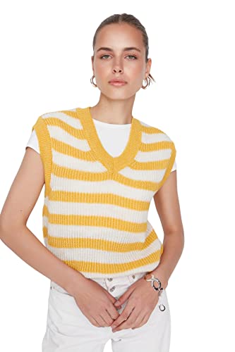 TRENDYOL Damska bluza z dekoltem w serek, żółta, S, żółty, S