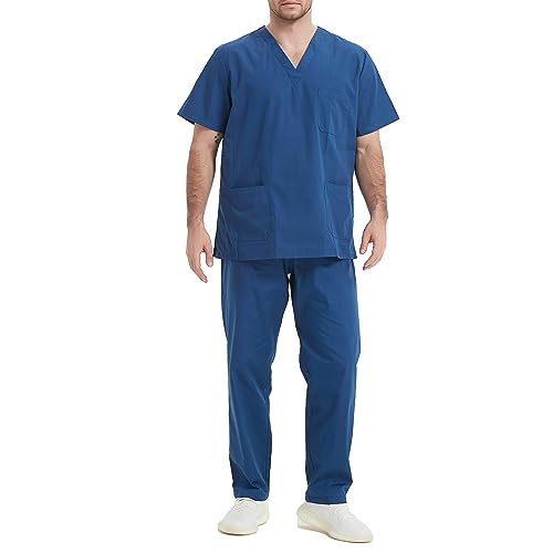 Misemiya - Strój Uniform Unisex Bluzka - Mundur medyczny z topem i spodniami - Ref.6801-6802, granatowy, XXL