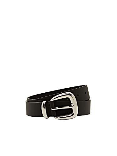 ESPRIT Skórzany pasek z matową metalową klamrą, 001/Black, 80