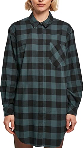 Urban Classics Damska koszula oversize z kołnierzem flanelowym, Jasper/Black, 4XL, Jasper/czarny, 4XL