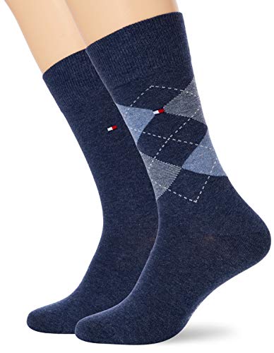 Tommy Hilfiger Męskie skarpety Th Check Men's Socks (2 sztuki), Jeans, 43-46 EU