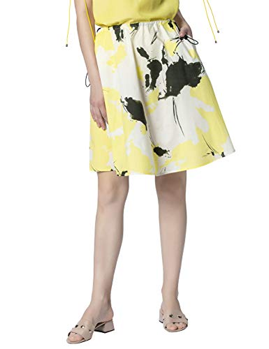 APART Fashion Damska spódnica z nadrukiem, Żółty (waniliowy multicolor waniliowy multicolor), 36