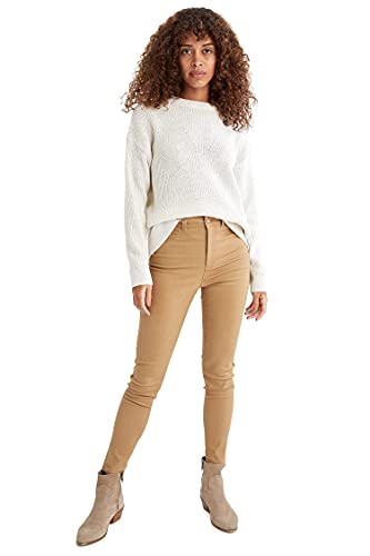 DeFacto Damski sweter z dzianiny z normalnym dekoltem i okrągłym dekoltem, miękki sweter z długim rękawem, écru, XL