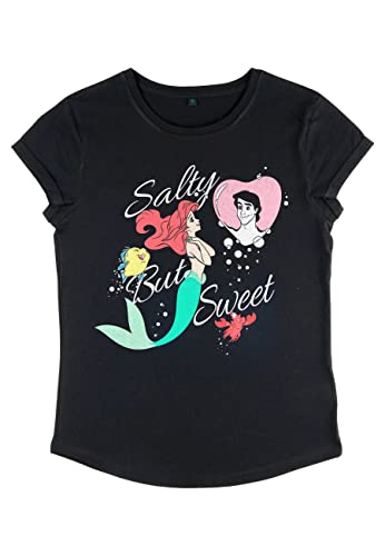 Disney The Little Mermaid Salty But Sweet Women's Organic Rolled Sleeve T-Shirt damski, czarny, M