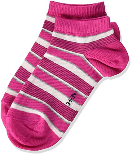 FALKE Unisex dziecięce buty sportowe z mieszanymi paskami, bawełniane, czarno-białe, wiele innych kolorów, wzmocnione skarpety z wzorem, oddychające, cienkie, krótkie paski, 1 para, różowy (Gloss