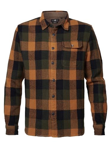 Petrol Industries Men Shirt Long Sleeve Check Koszulka męska, migdałowy, 3XL